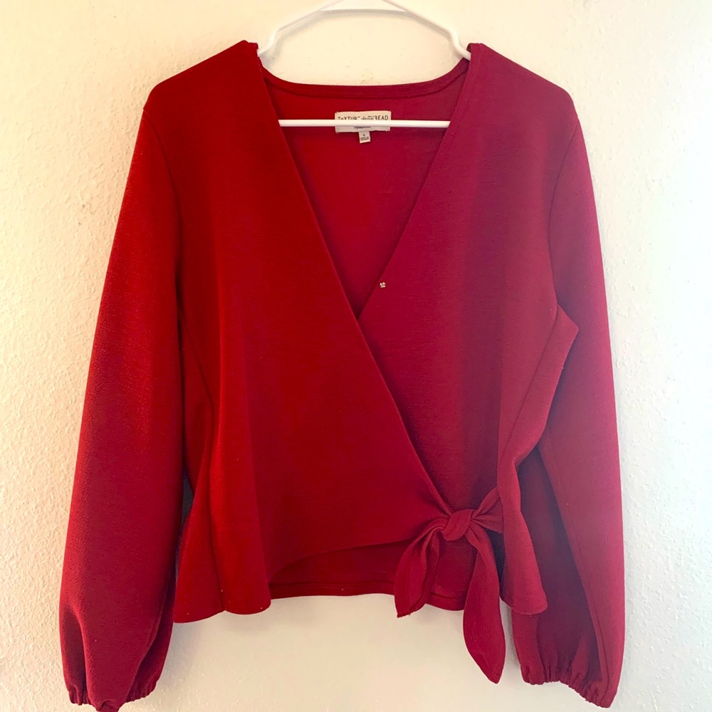 Madewell texture & thread red wrap top